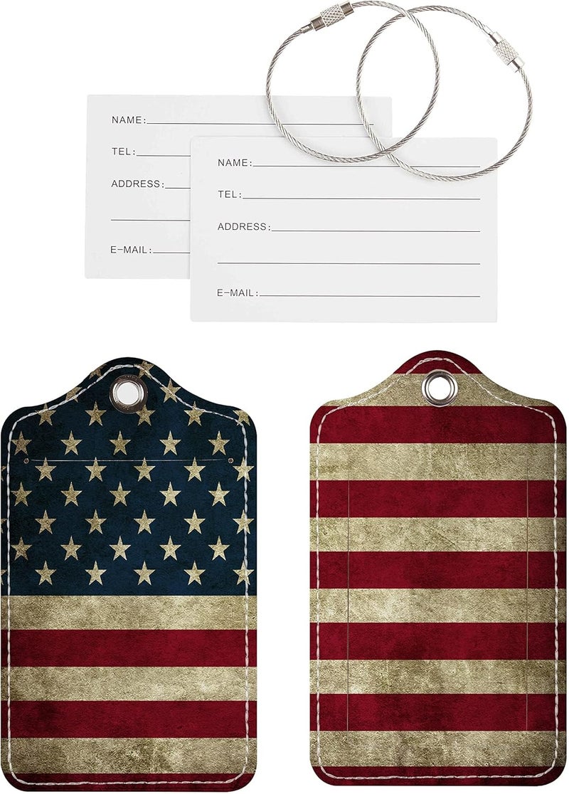 Chelmon Luggage Tags for Suitcases, 2 Pack Cute PU Leather Suitcase Tag Identifiers TSA Approved with Stainless Steel Loop and Address Card for Baggage Tag for Cruise Airport Travel Essentials by - Image 3